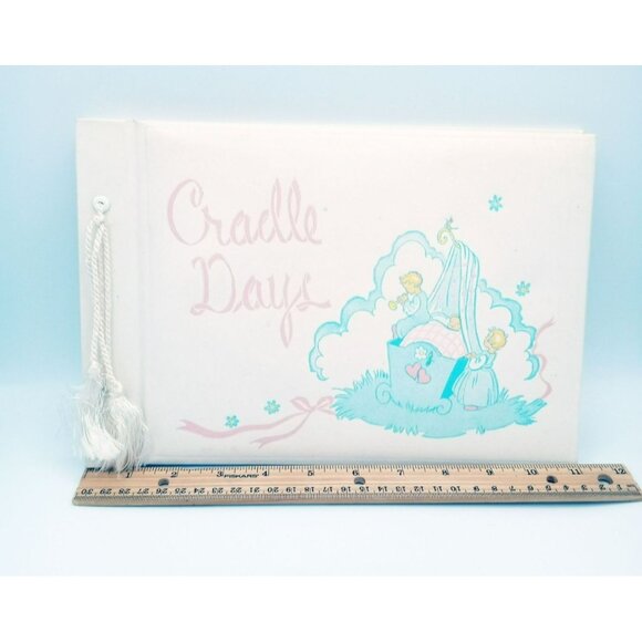 Baby Book Cradle Days Vintage Infant Pictures Album Memories Midcentury 11.25" - Picture 3 of 16